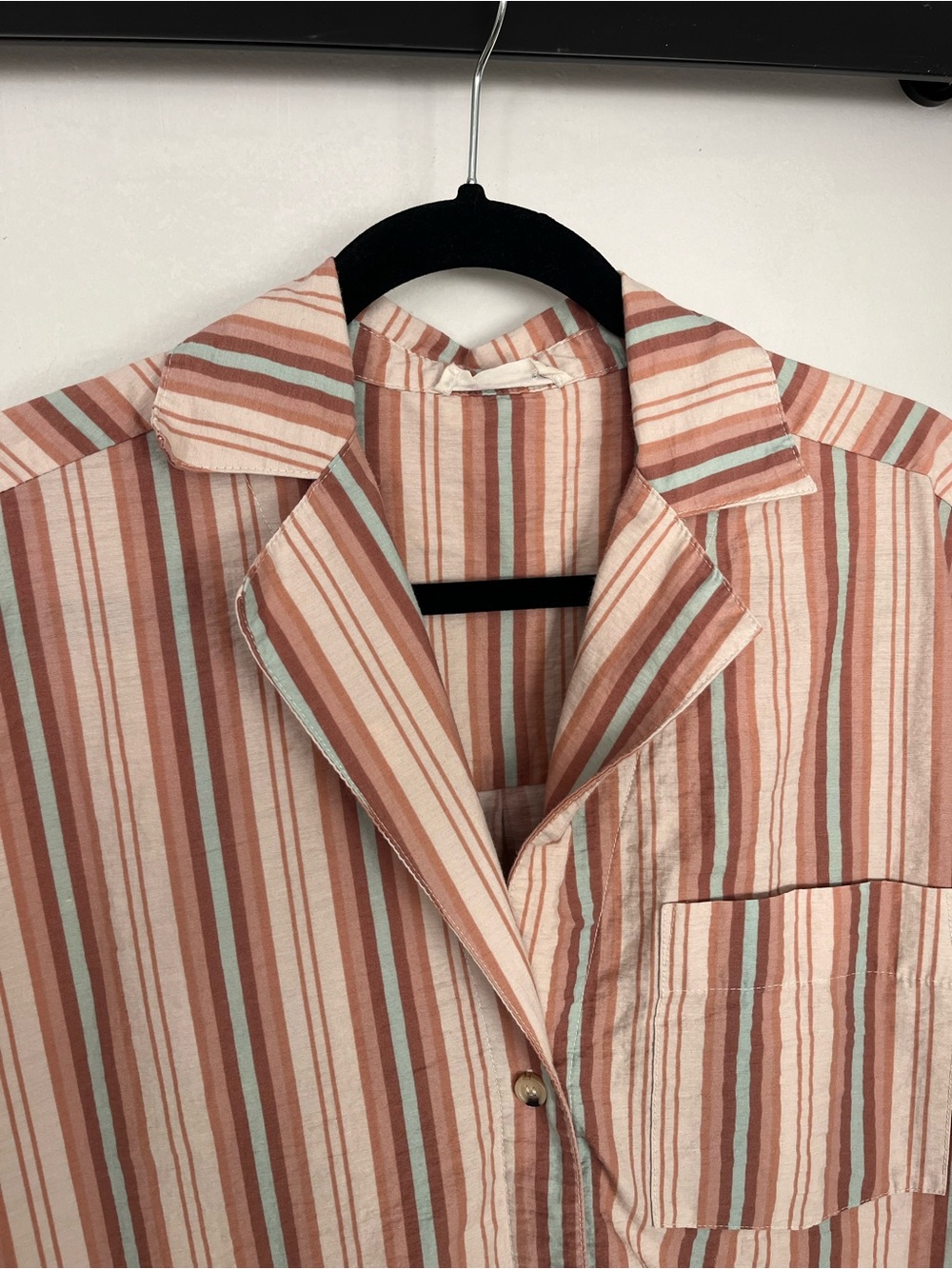 We The Free Striped Button-Down Shirt in Rust, Cream & Mint